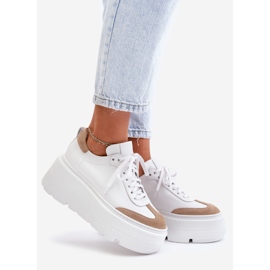 Baskets En Cuir Sur Plateforme Massive Lewski 3635/X Blanc-Beige blanche 1