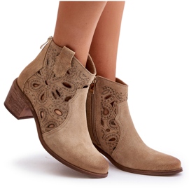 Bottines Daim Ajourées Lewski Shoes 3170/2 Beige 9