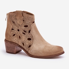 Bottines Daim Ajourées Lewski Shoes 3170/2 Beige 6