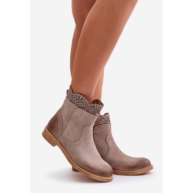 Lewski Shoes Bottines Plates Basses Femme Daim Lewski 3624 Cappucino beige 1