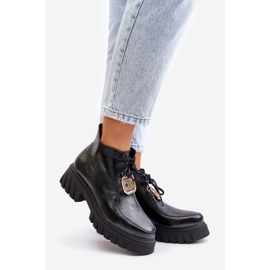 Bottines en cuir Zazoo 2952 avec décoration dorée, noir 1