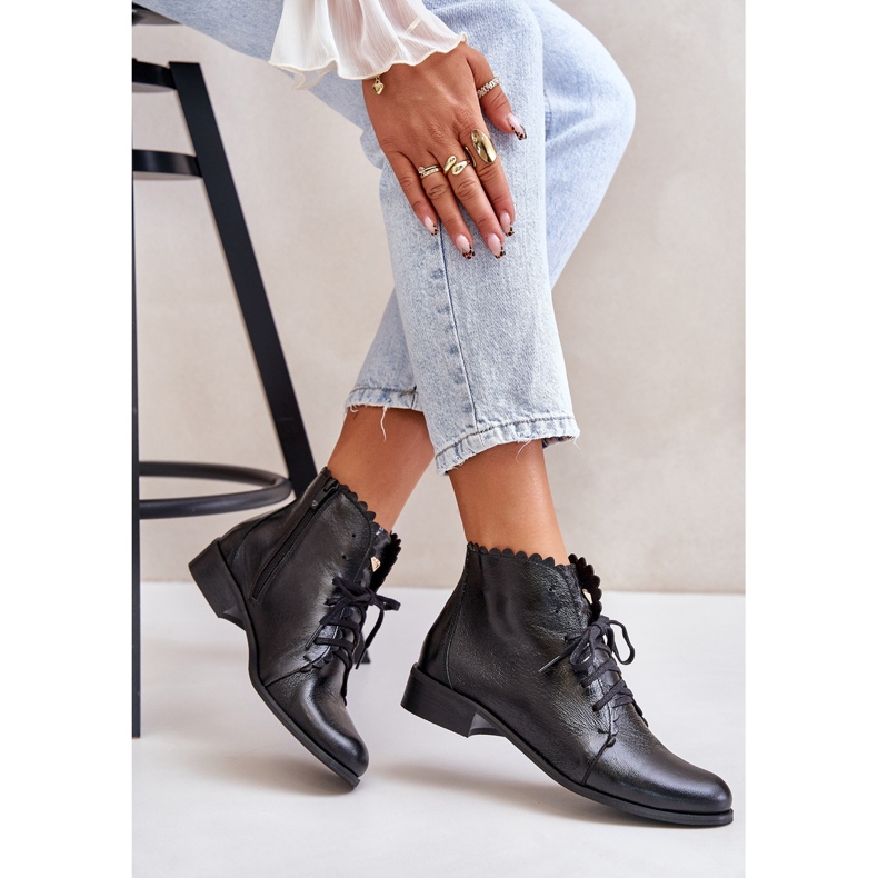 Zazoo 2964 Bottes plates en cuir, noir le noir 2
