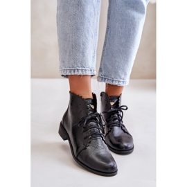 Zazoo 2964 Bottes plates en cuir, noir le noir 8