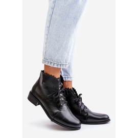Zazoo 2964 Bottes plates en cuir, noir le noir 1