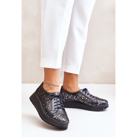 Zazoo 2973 Chaussures Plateformes en Cuir à Motif Ajouré, Noir le noir 2