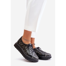 Zazoo 2973 Chaussures Plateformes en Cuir à Motif Ajouré, Noir le noir 1