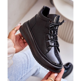 Chaussures de sport à plateforme en cuir verni léger cuir naturel Artiker 55C1049 noir 2