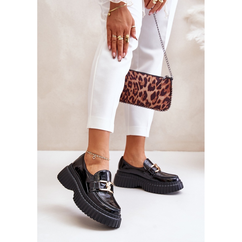 Zazoo 20176 Mocassins en cuir verni pour femme, cuir naturel, noir 2