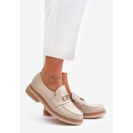 Zazoo 20174 Chaussures élégantes en cuir à talons plats pour femme Beige 1