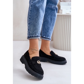 Mocassins Brogues pour femmes avec détail doré, noir Arilva 1