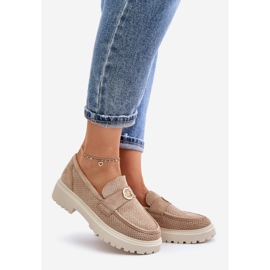 Mocassins Richelieu Femme Avec Détail Doré Kaki Arilva beige 1