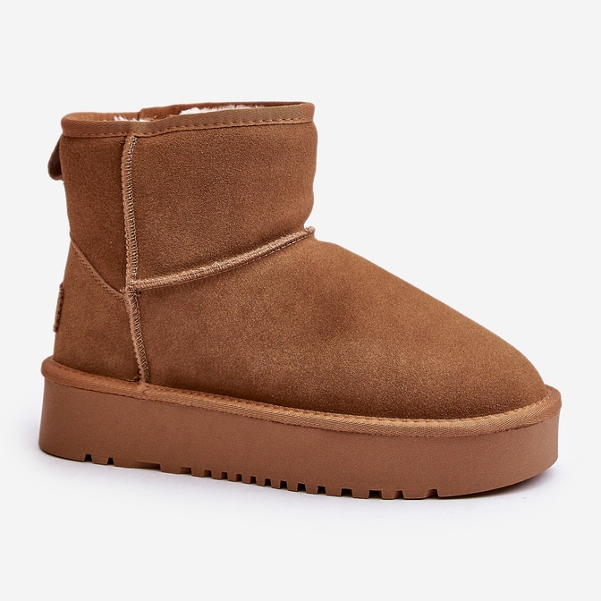 Bottes de neige à plateforme en cuir suédé Rianaella Camel beige 2