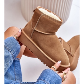 Bottes de neige à plateforme en cuir suédé Rianaella Camel beige 1