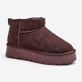 Bottes de neige Nucca basses en daim marron à la mode brun 1