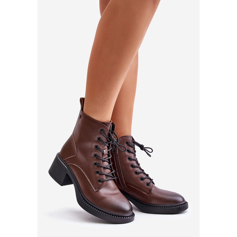 Bottes isolées à talons bas pour femmes en cuir naturel Vinceza 66722 marron brun 1 Bottes isolées à talons bas pour femmes en cuir naturel Vinceza 66722 marron brun 1