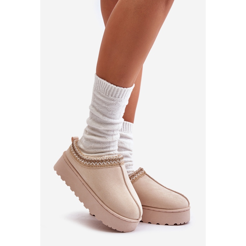 Bottes de neige à plateforme avec doublure en fourrure pour femme, beige clair Remenia 1