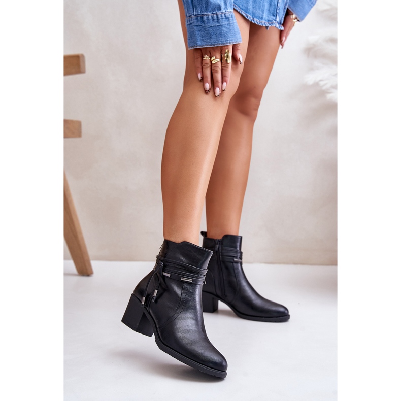 Jezzi Bottes Pour Femmes Sur Talon Haut Chaud Noir Lobina 2