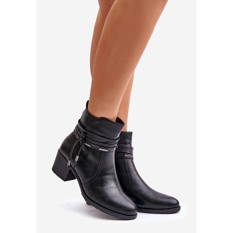 Jezzi Bottes Pour Femmes Sur Talon Haut Chaud Noir Lobina 1