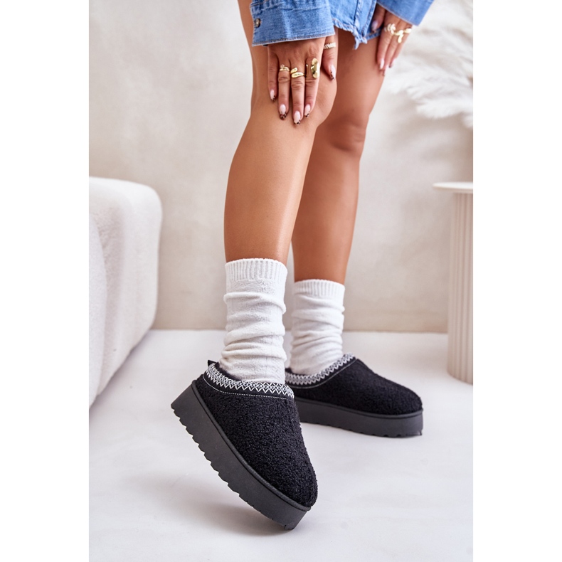 Bottes de neige à plateforme avec broderie pour femme, noir Tirisa 2