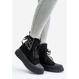 Bottes Pour Femmes Sur Plateforme Avec Laçage Décoratif Noir Edidda le noir 1