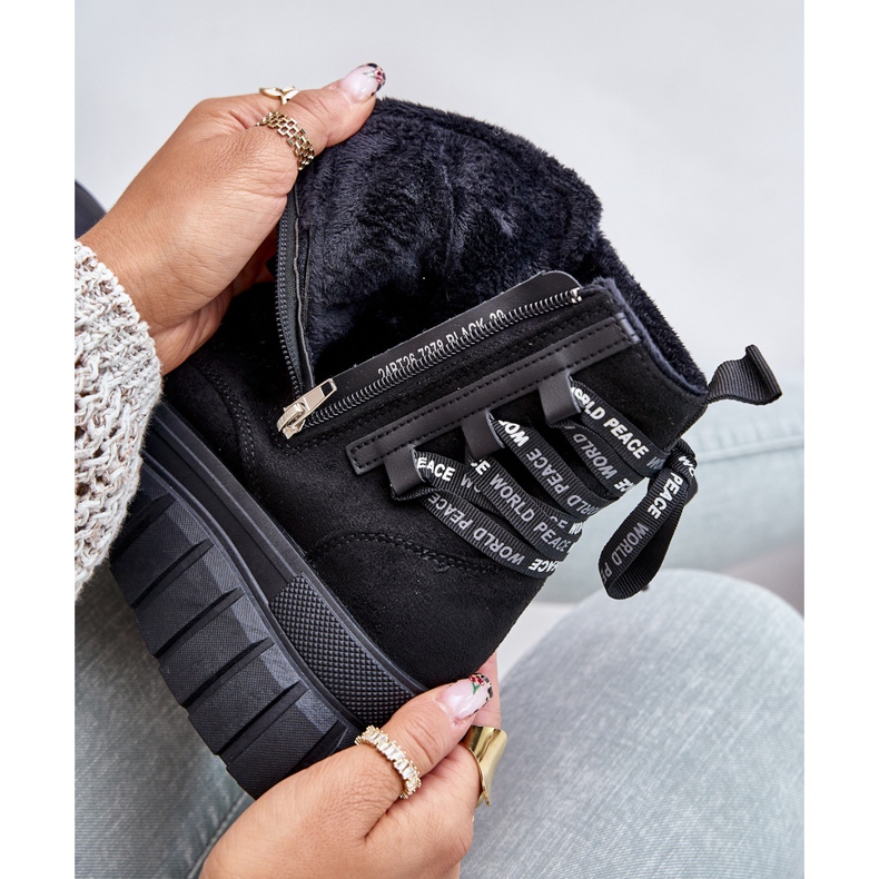 Bottes Pour Femmes Sur Plateforme Avec Laçage Décoratif Noir Edidda 2