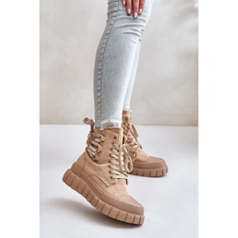 Bottes pour femmes marron sur plateforme avec laçage décoratif Edidda brun 2 Bottes pour femmes marron sur plateforme avec laçage décoratif Edidda brun 2