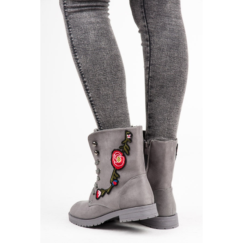 Sport Sacs en daim brodés gris 1