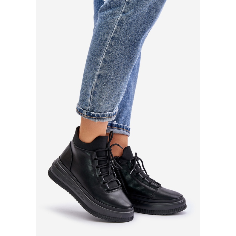 Artiker 55C1041 Chaussures de sport à plateforme en cuir léger, noir le noir 1