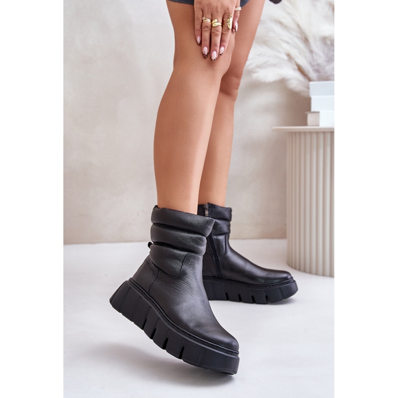 Zazoo 60512 Bottes en cuir pour femme avec fermeture éclair, doublées de feutre, noir 2