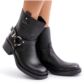 Zazoo 60480 Bottes isolées en cuir à talons bas, noir le noir 10
