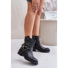 Zazoo 60480 Bottes isolées en cuir à talons bas, noir le noir 2
