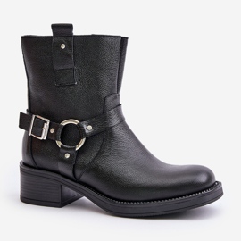 Zazoo 60480 Bottes isolées en cuir à talons bas, noir le noir 4