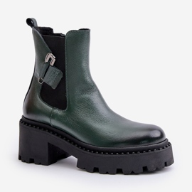 Zazoo 60490 Bottines isolées en cuir avec décoration, vert foncé le noir 4