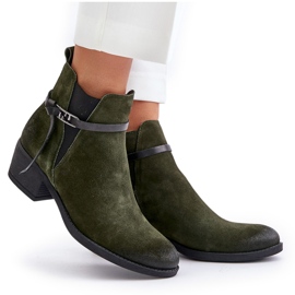 Zazoo 60478 Bottes à talons hauts en daim, isolées, fermées par une fermeture éclair, vert foncé 9