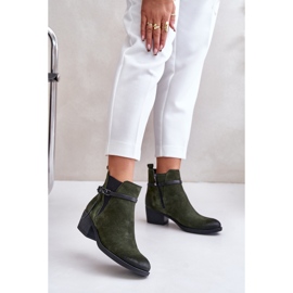 Zazoo 60478 Bottes à talons hauts en daim, isolées, fermées par une fermeture éclair, vert foncé 2