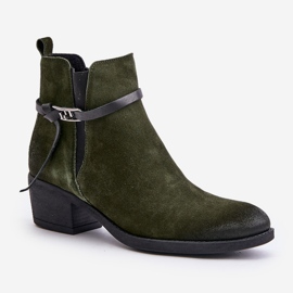 Zazoo 60478 Bottes à talons hauts en daim, isolées, fermées par une fermeture éclair, vert foncé 4