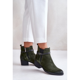 Zazoo 60478 Bottes à talons hauts en daim, isolées, fermées par une fermeture éclair, vert foncé 3