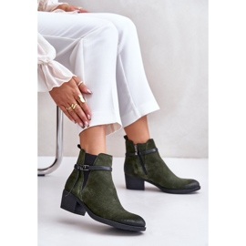 Zazoo 60478 Bottes à talons hauts en daim, isolées, fermées par une fermeture éclair, vert foncé 6