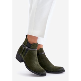 Zazoo 60478 Bottes à talons hauts en daim, isolées, fermées par une fermeture éclair, vert foncé 1