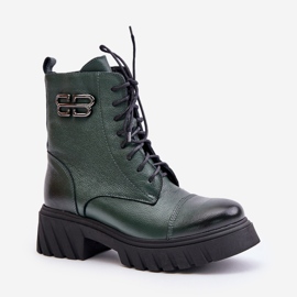 Zazoo 60486 Bottes de travail isolées en cuir, vert foncé 4
