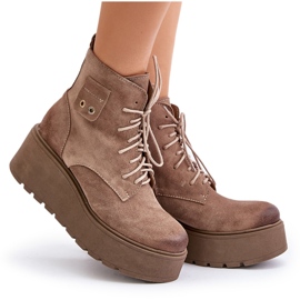 Zazoo 60499 Bottes Femme En Daim Sur Plateforme Et Compensées Beige Chaud 10