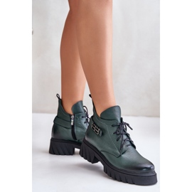 Zazoo 60483 Bottines basses en cuir pour femme Warmed Vert foncé 2