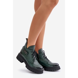 Zazoo 60483 Bottines basses en cuir pour femme Warmed Vert foncé 1