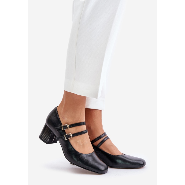 Escarpins en cuir à lanières sur talon haut Laura Messi 2857 Noir 1