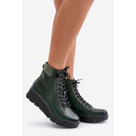 Bottines femme légères et isolées sur plateforme et compensée, vert foncé, Savindria 1