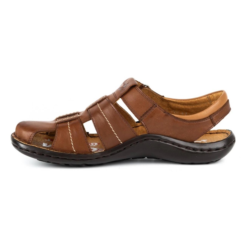 Kampol Sandales cuir homme 220KAM marron brun 1 Kampol Sandales cuir homme 220KAM marron brun 1