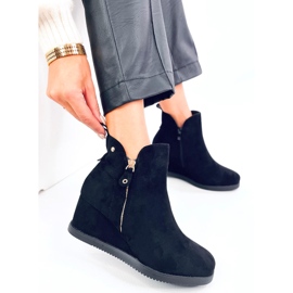 Paxten Bottines compensées en daim noir le noir 3
