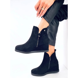 Paxten Bottines compensées en daim noir le noir 2