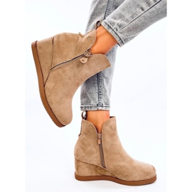 Paxten Bottines compensées en daim kaki beige 5