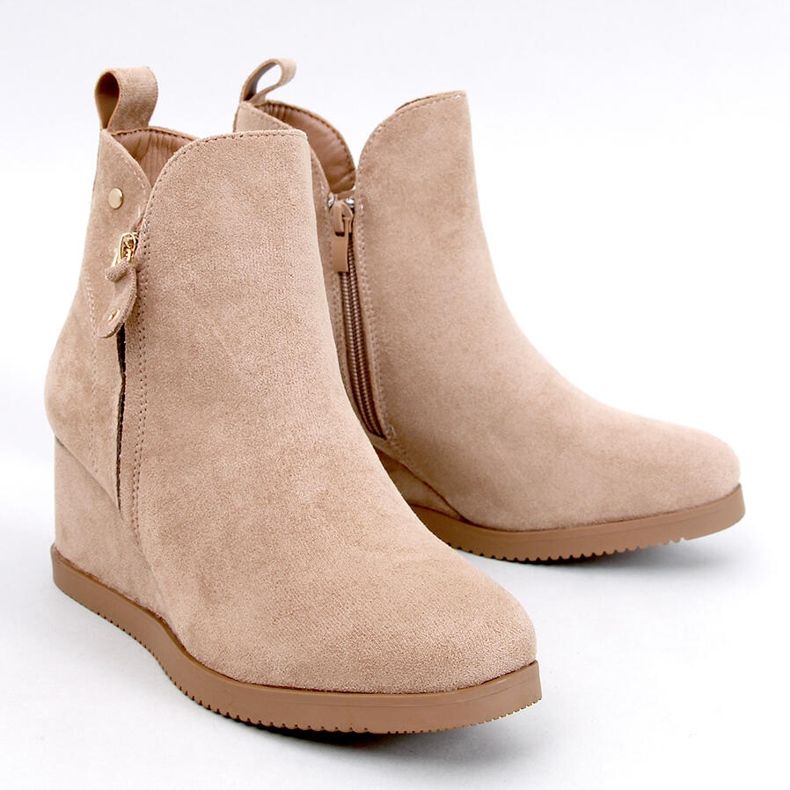 Paxten Bottines compensées en daim kaki beige 1